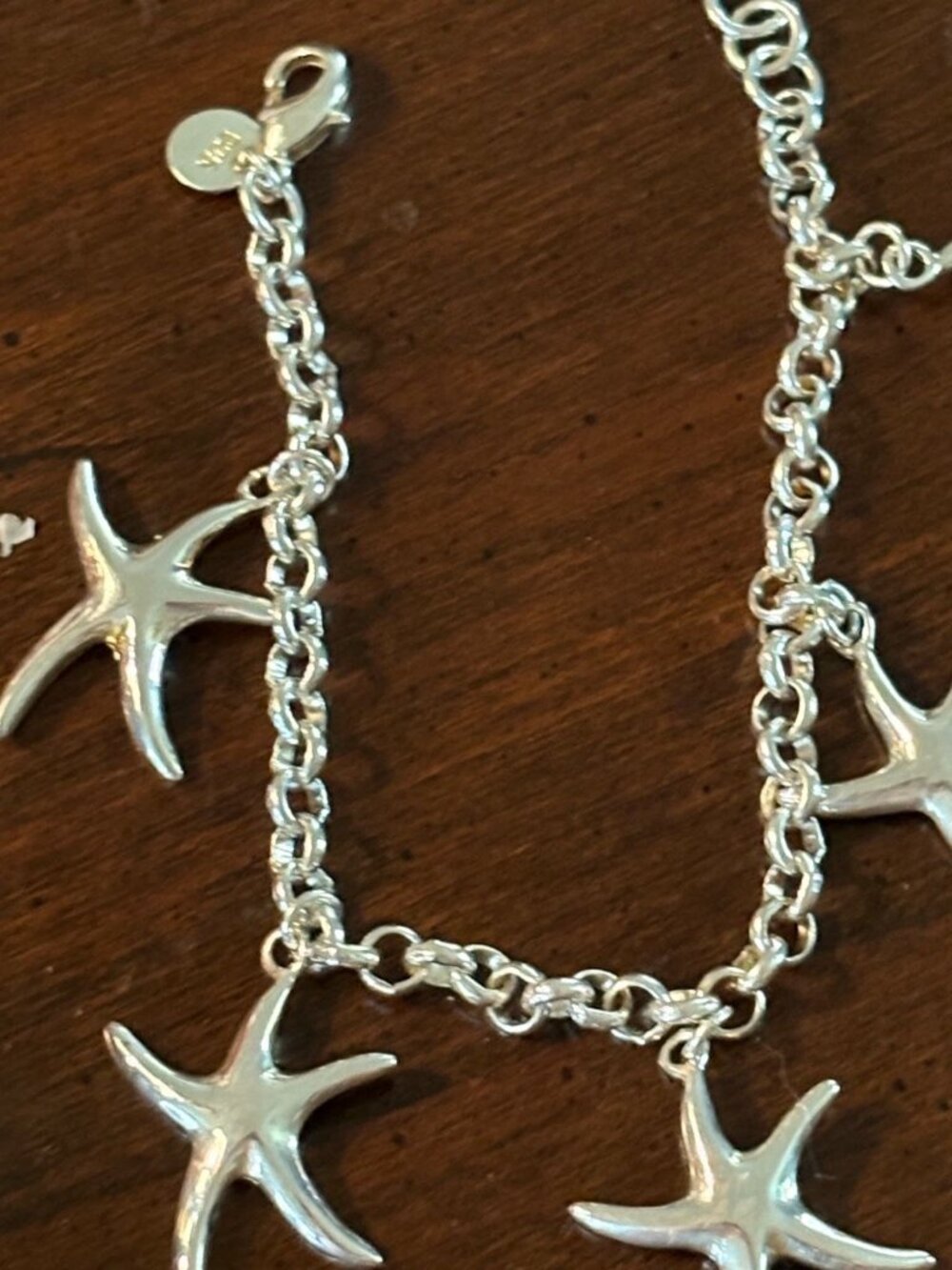 VTG Sterling Silver 925 Starfish Charm Bracelet 7"
